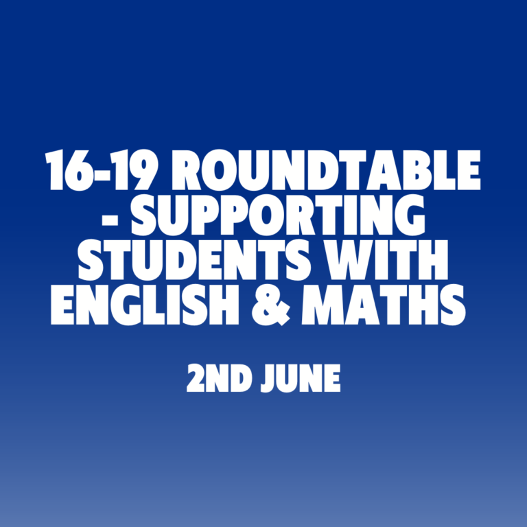 16 to 19 roundtable supporting students with english and maths roundtable event graphic